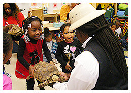 Little Girl Holding Turtle