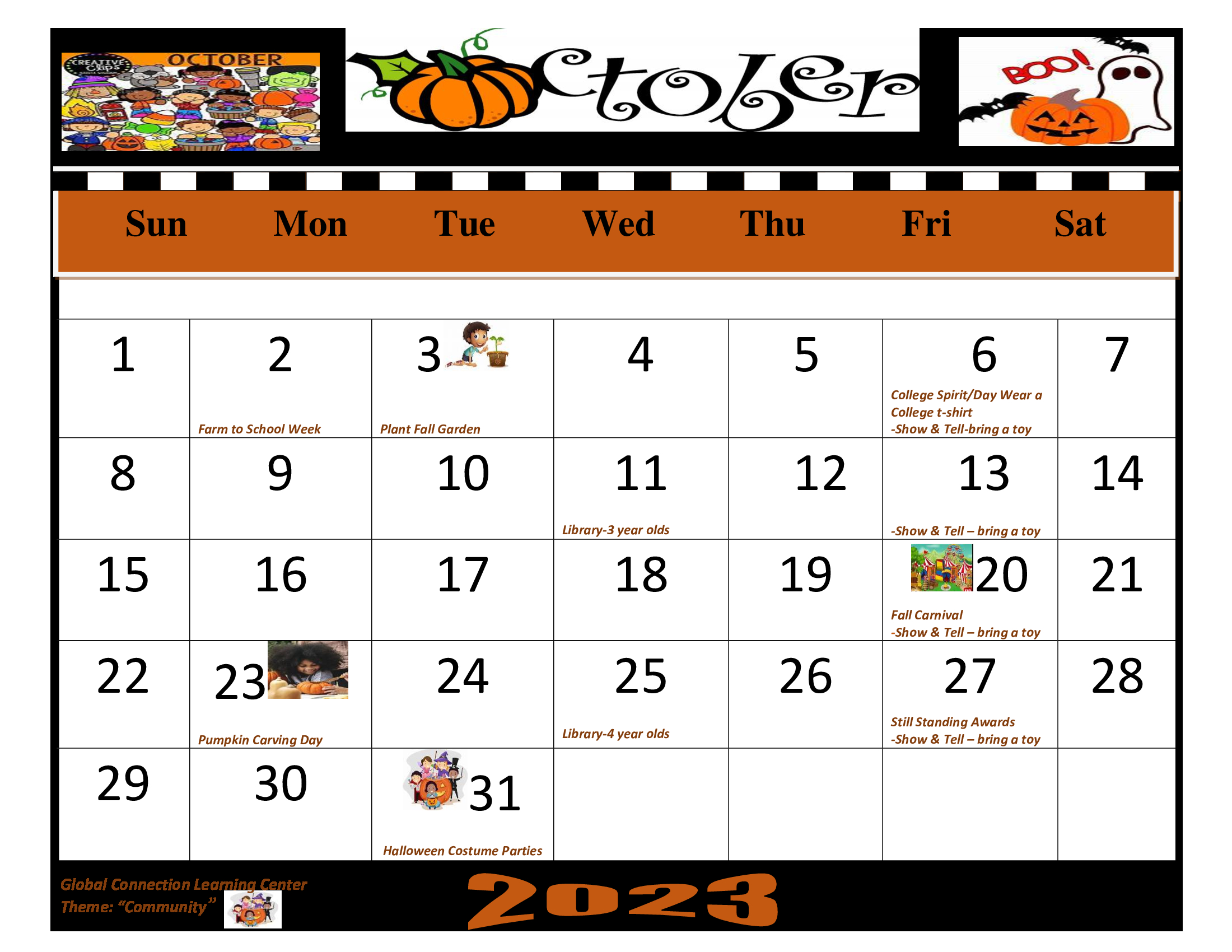 October Calendar 2023